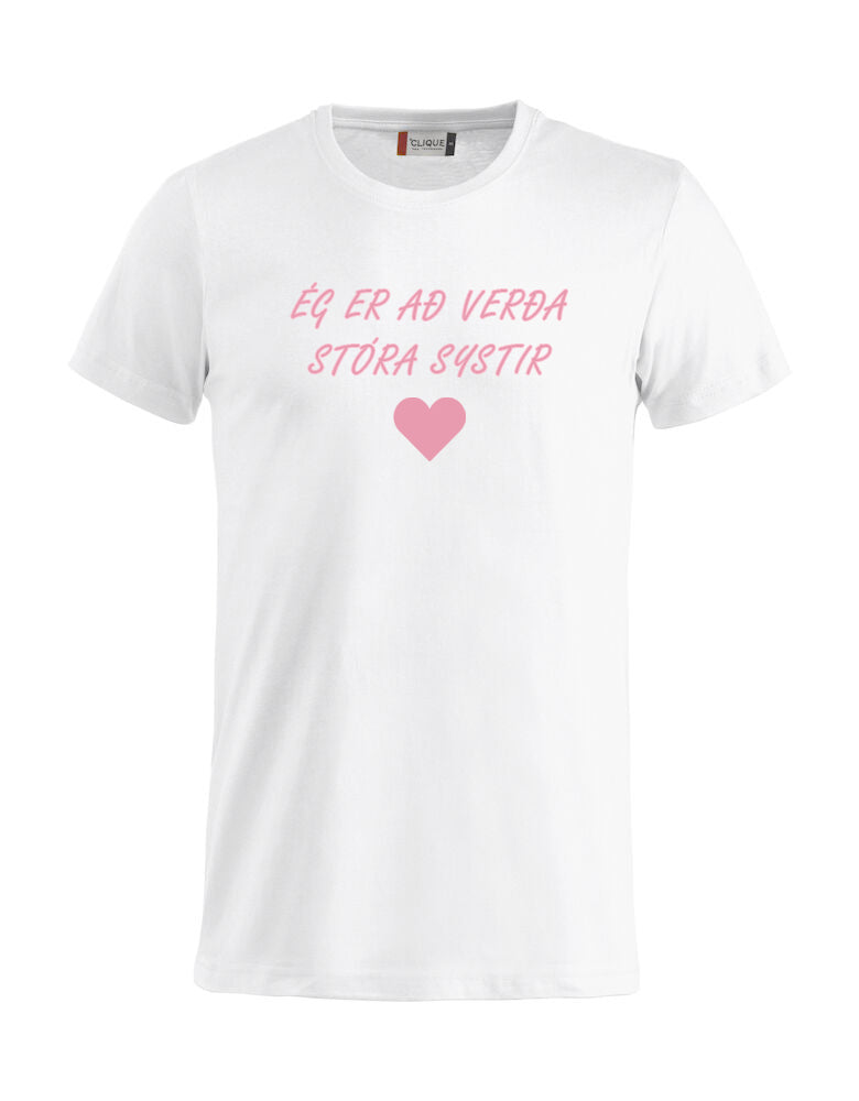 Bolur - Ég er að verða stóra systir - Hvítur/Bleikur