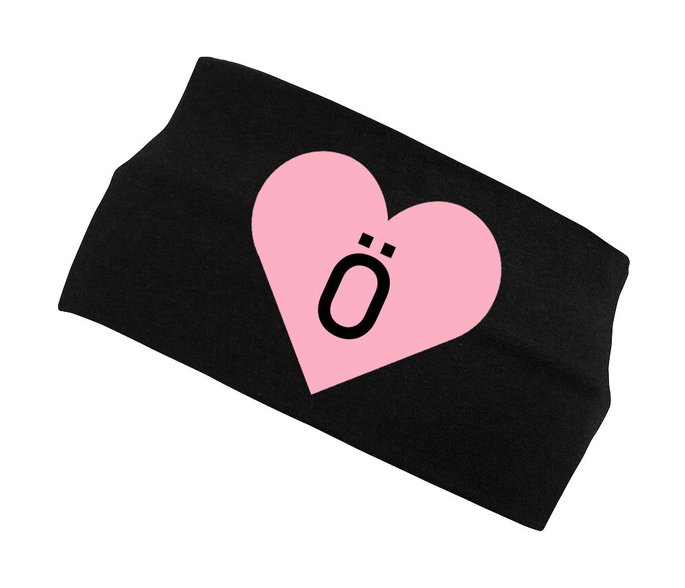 STAFA HÁRBAND SVART MEÐ BLEIKU HJARTA