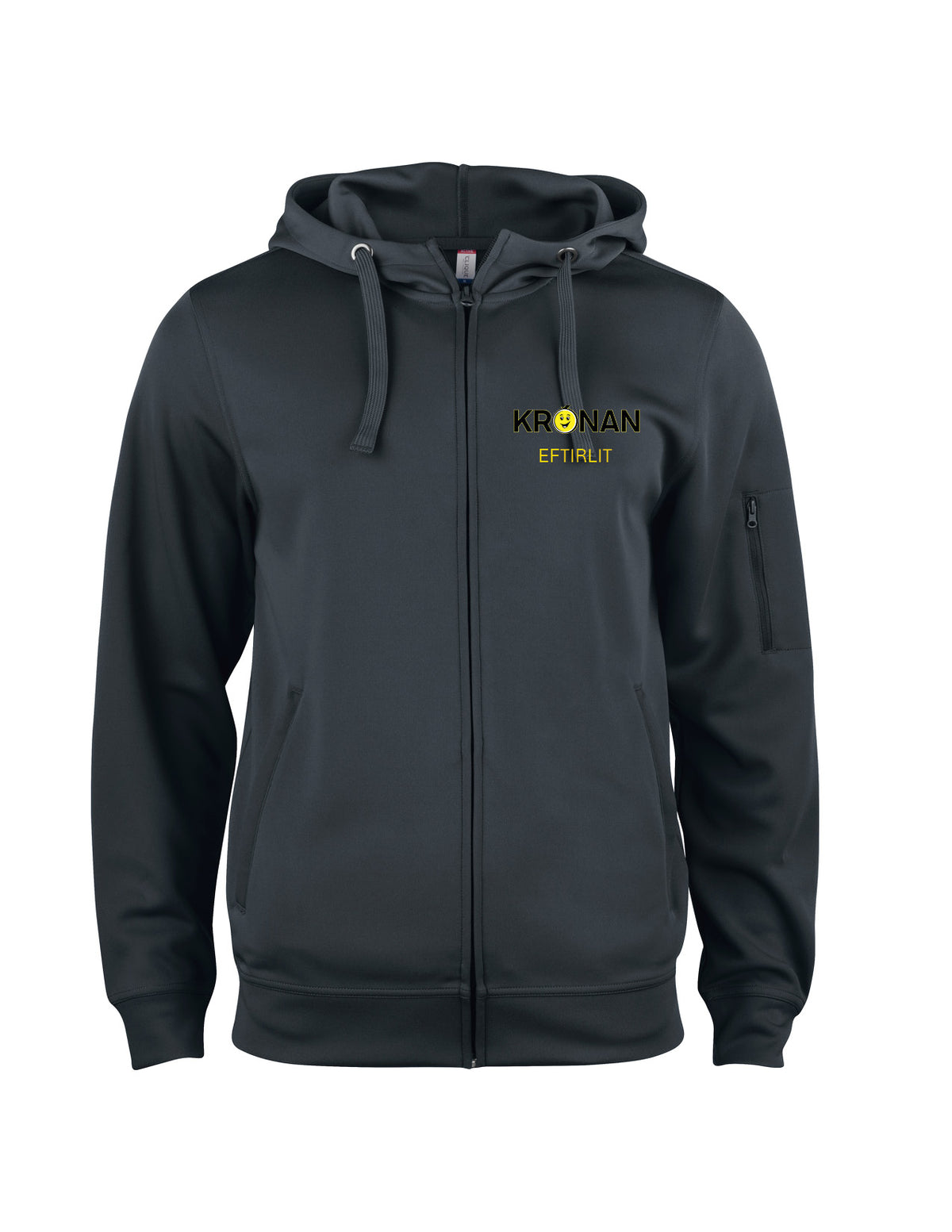 KRÓNAN EFTIRLIT - Basic Active rennd hettupeysa - svört (unisex)