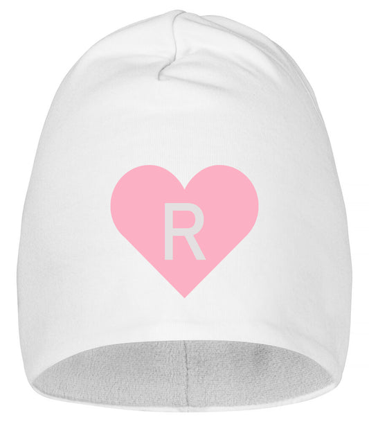 Stafahúfa - Hvít með bleiku hjarta